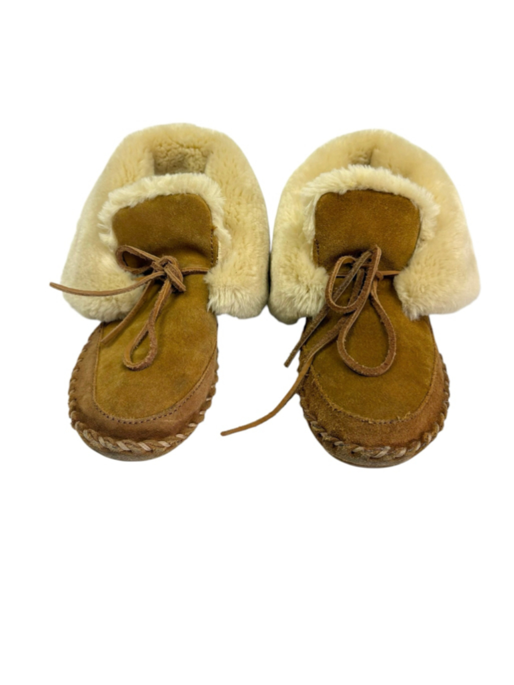 Lucky Brand Faux Fur Lined Moccasin Slippers Brown Women’s 6 Cozy House Shoes